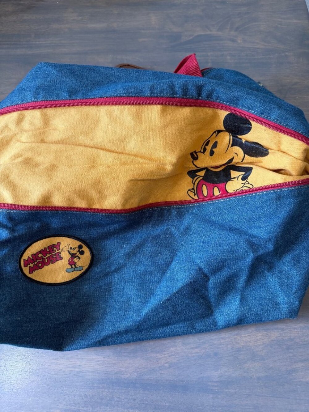 Vintage Disney Mickey Mouse Classic Denim Collapsible Tote Bag